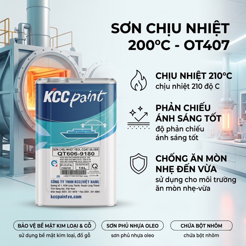 Sơn Chịu Nhiệt Bột Nhôm 200°C KCC OT407
