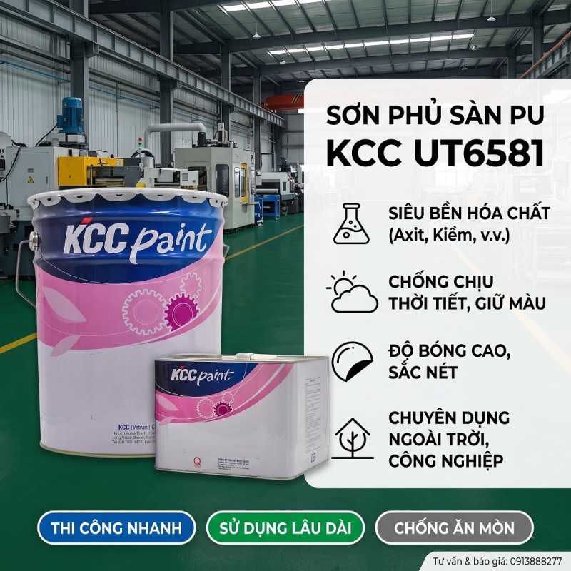 Sơn phủ Sàn PU ngoài trời KCC UT6581 RAL7035, D40434, G473505