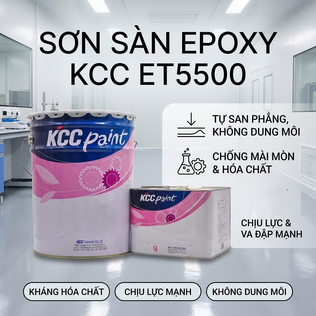 Sơn sàn KCC ET5500 là giải pháp sơn nền epoxy tự phẳng kháng axit