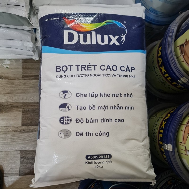 Bột trét tường nội ngoại thất Dulux 40kg che lấp khe nứt bám dính cao bề mặt láng mịn – A502 thumb
