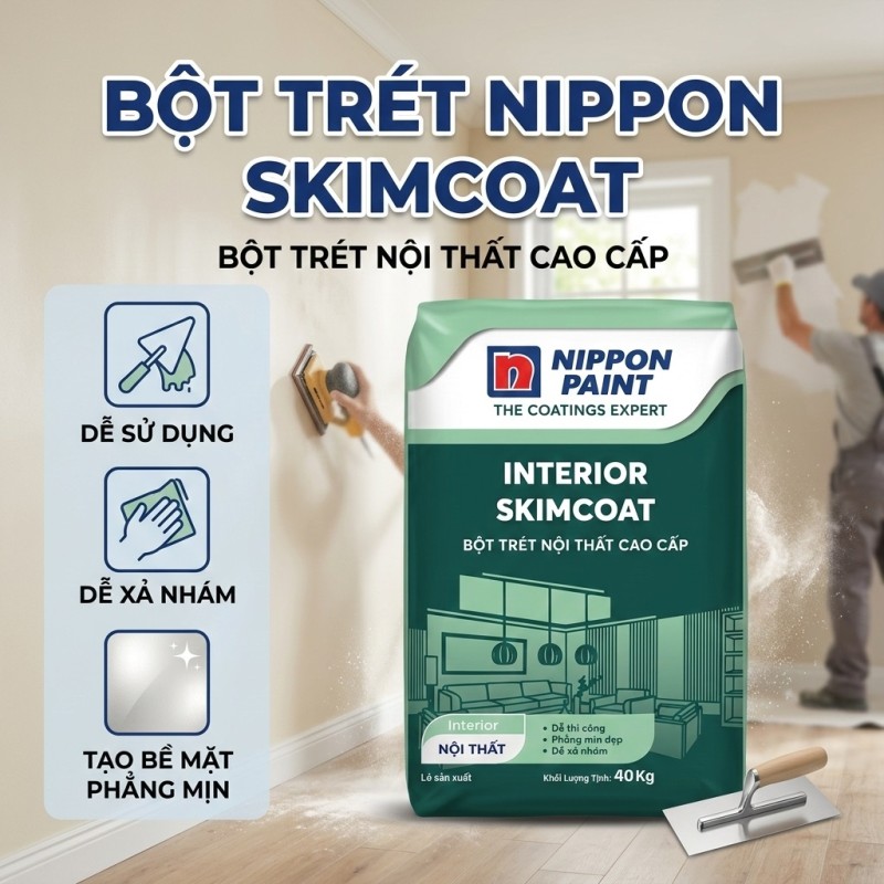 Bột Trét Tường Nippon SkimCoat Trong Nhà