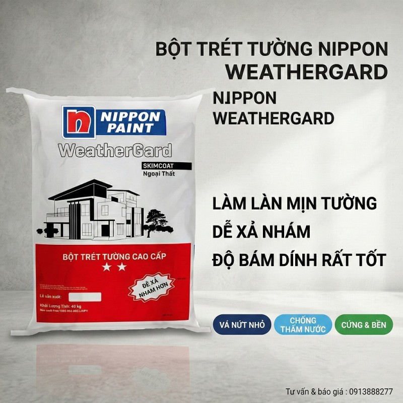 Bột Trét Nippon WeatherGard Skimcoat Ngoại Thất