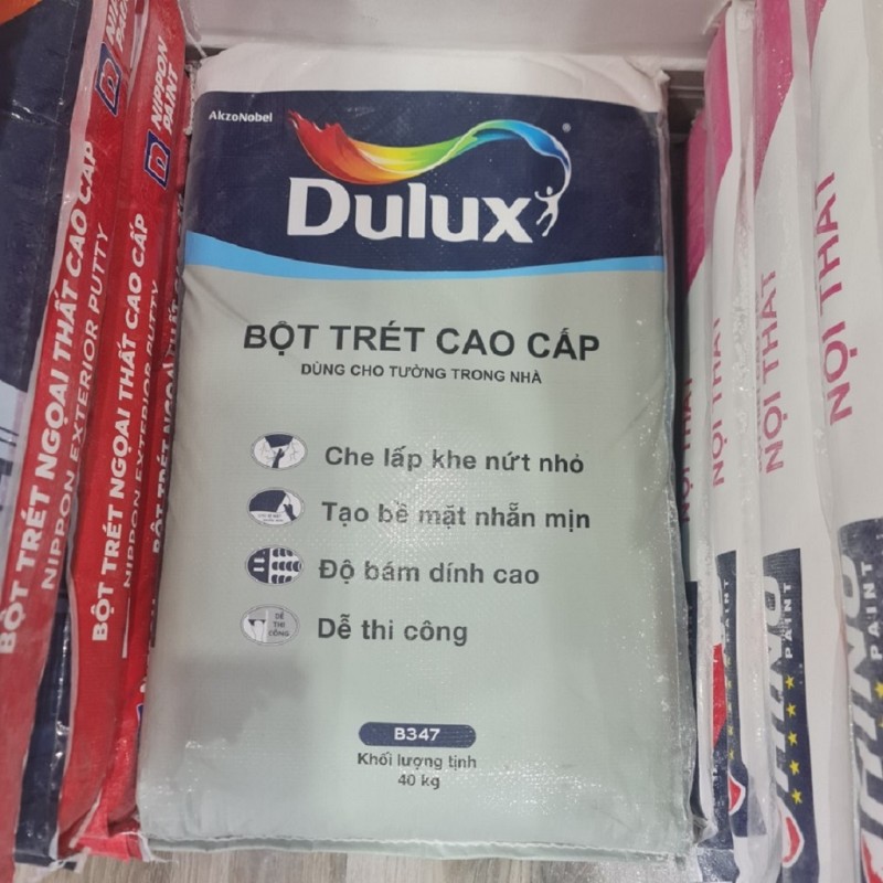 Bột trét tường nội thất Dulux 40kg tạo bề mặt láng mịn bám dính cao dễ thi công B347 thumb