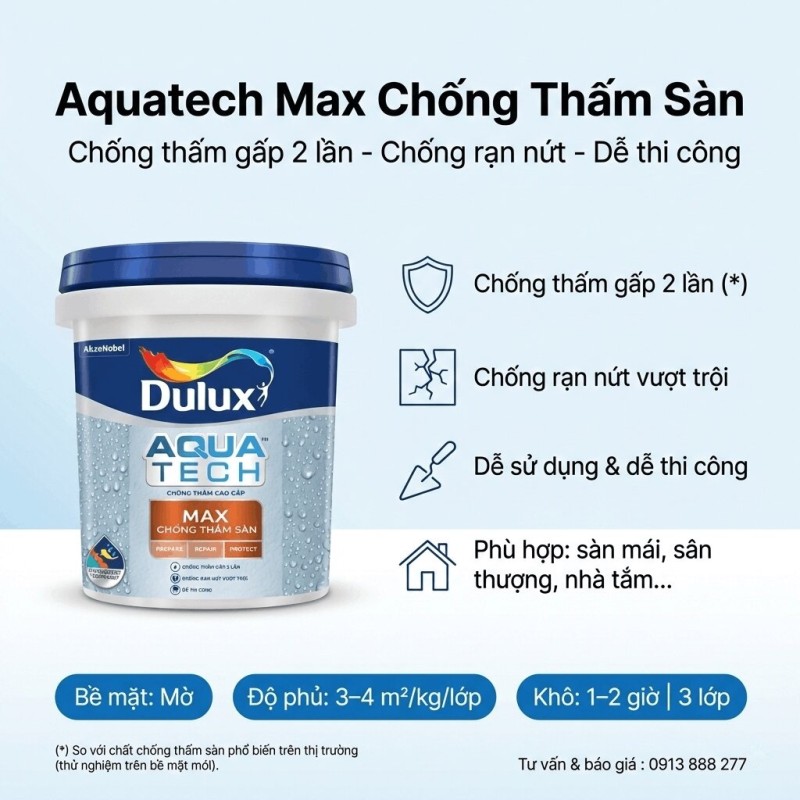 Chống Thấm Dulux Aquatech Max - Chống Thấm Sàn V910