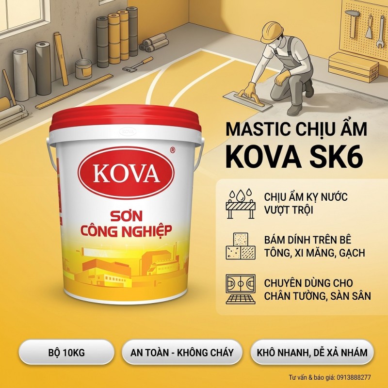 Mastic KOVA SK-6 - Chịu Ẩm Cho Sàn Thể Thao