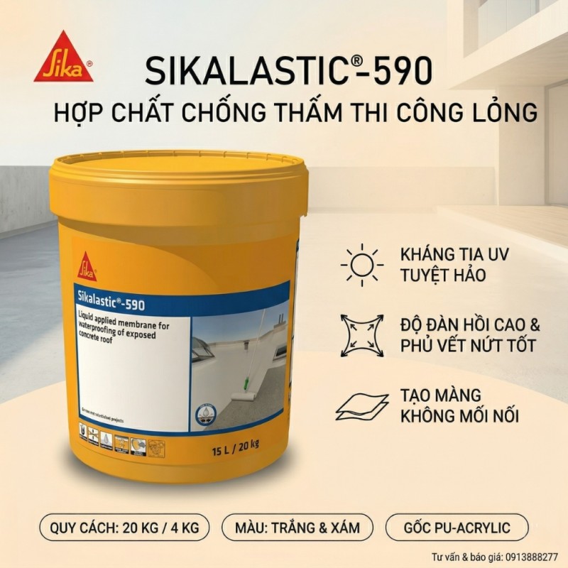 Sika 590 Chống Thấm Sàn Mái gốc PU Acrylic