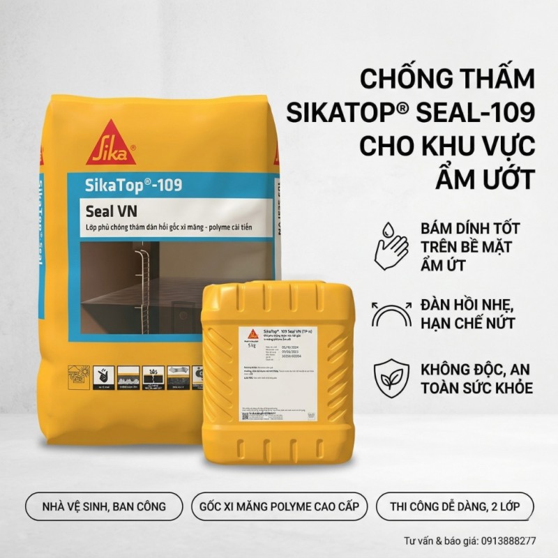 Sika Seal 109 phủ chống thấm đàn hồi gốc xi măng - polyme cải tiến