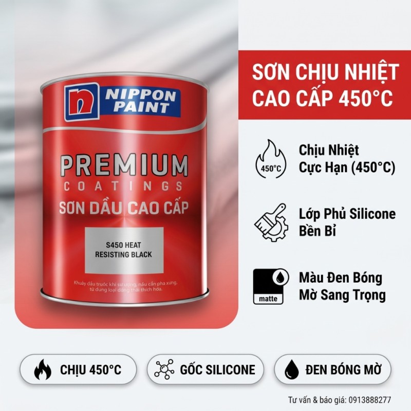 Sơn Chịu Nhiệt Nippon 450°C - S450 Heat Resisting Black
