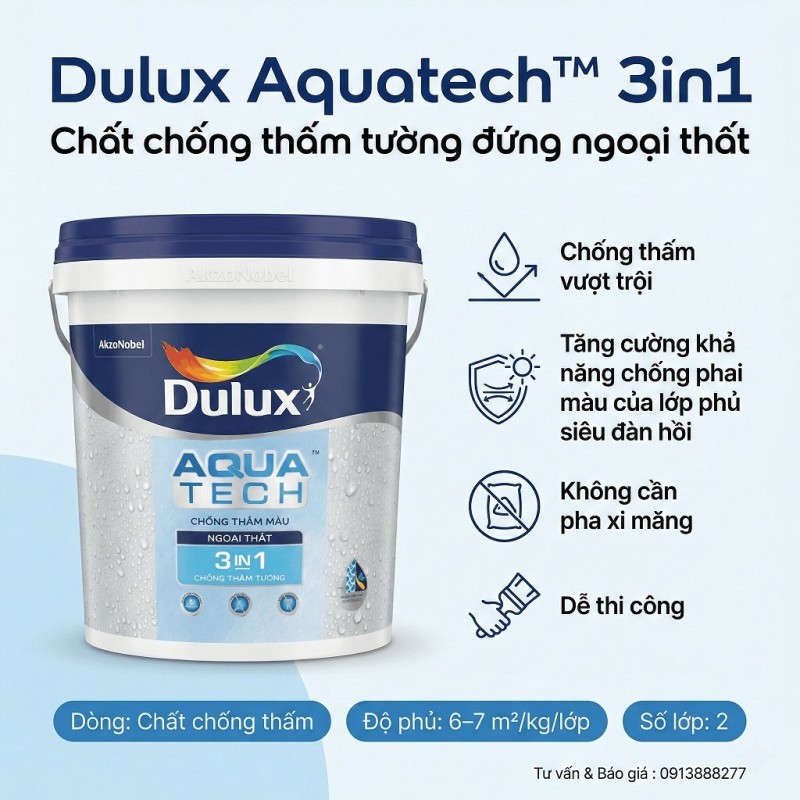 Sơn Chống Thấm Dulux Aquatech 3in1 V189