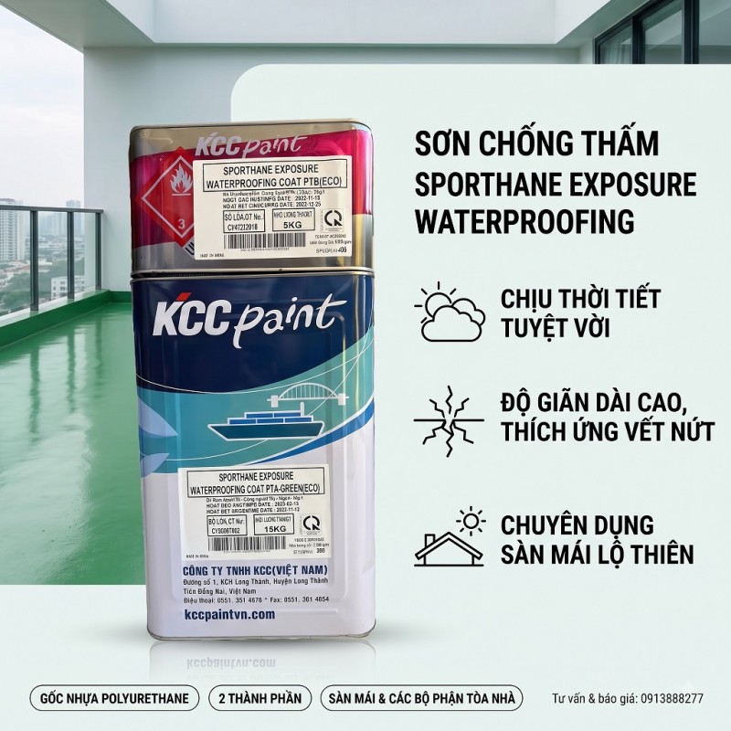 Sơn Chống Thấm PU Lộ Thiên KCC Sporthane Waterproofing