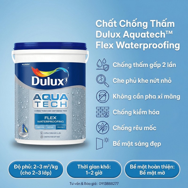 Sơn Chống Thấm Dulux Aquatech Flex Tường W759