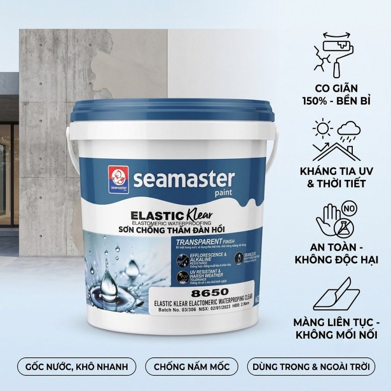 Sơn Chống Thấm Co Giãn Seamaster Elastic Klear (8650)