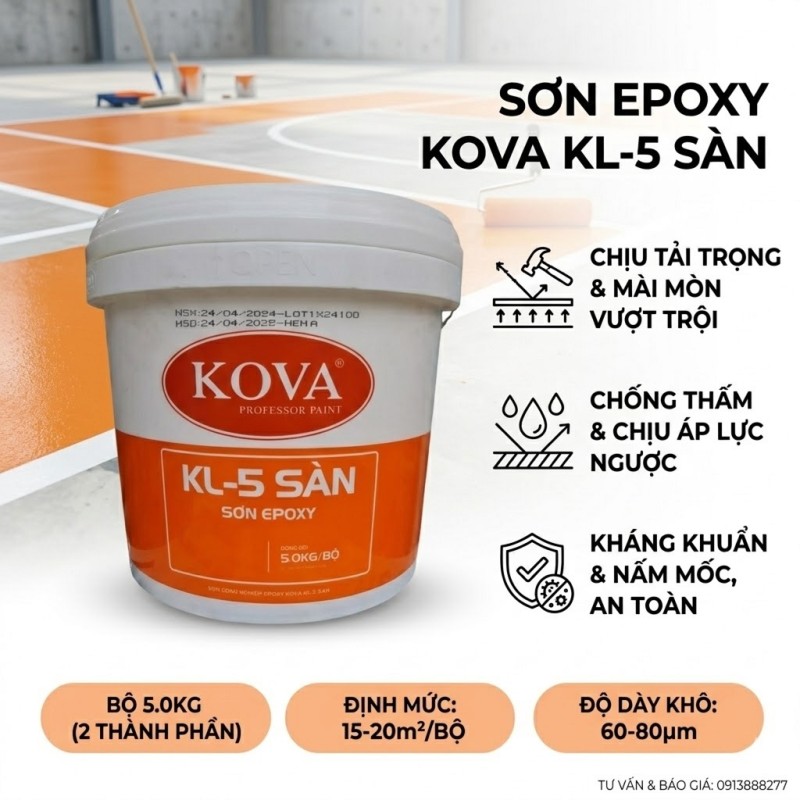 Sơn Epoxy KOVA KL-5 Sàn Kháng Khuẩn