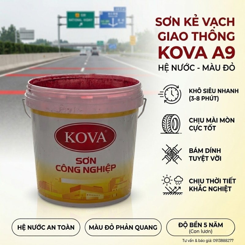 Sơn Kẻ Vạch Giao Thông KOVA A9 Màu Vàng thumb