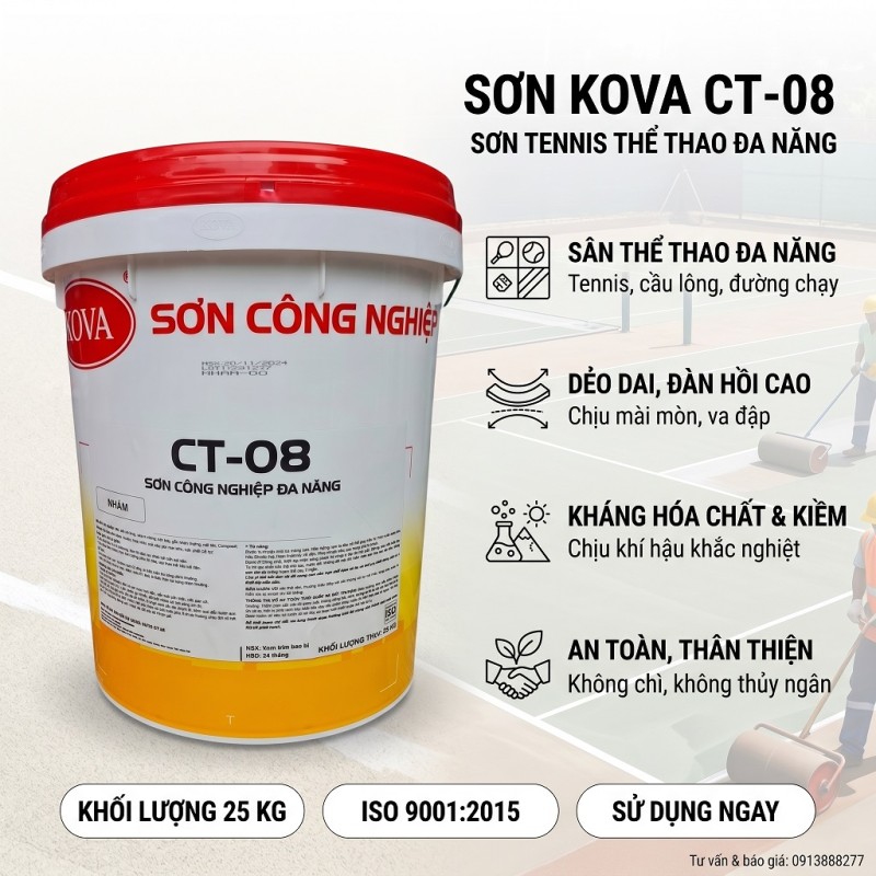 Sơn KOVA CT-08 Không Nhám - Sân Thể Thao