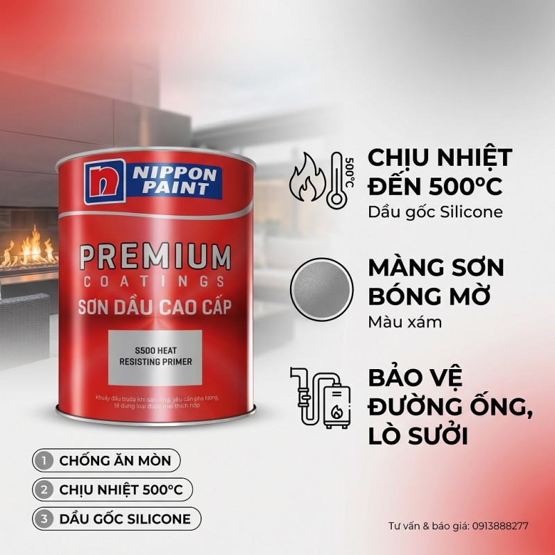 Sơn Lót Chịu Nhiệt 500oC - NIPPON S500 Heat Resisting Primer
