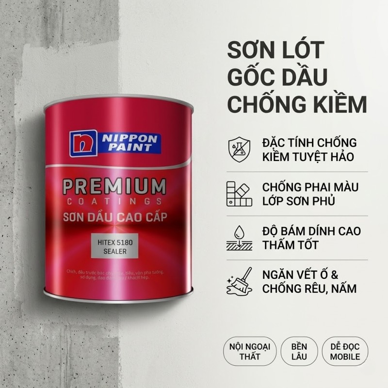 Sơn Lót Nippon Hitex Sealer 5180 Ngoại Thất Gốc Dầu