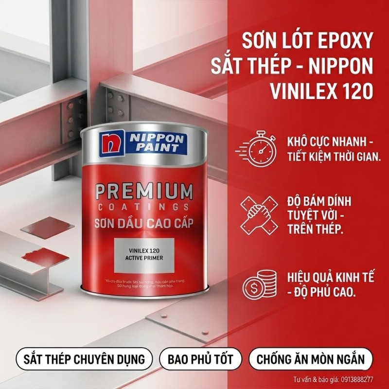 Sơn Lót Nippon Vinilex 120 Active Primer - Kim Loại Nhôm