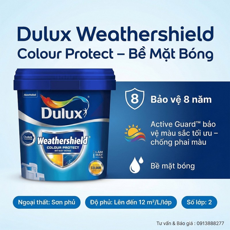 Sơn Dulux Weathershield Colour Protect Bóng E023