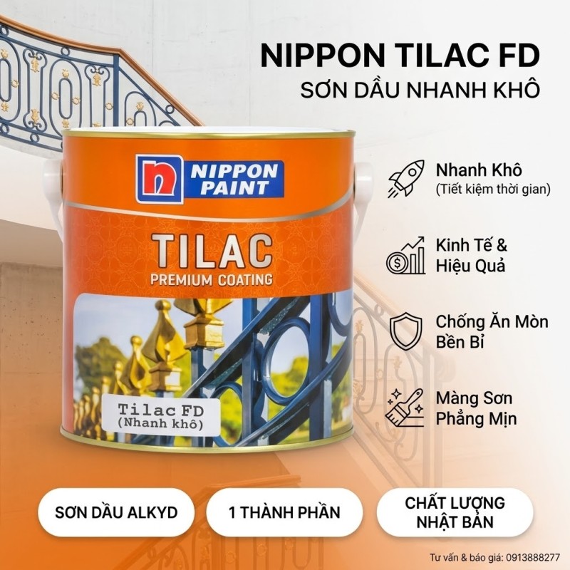 Sơn Nippon TILAC FD - Sơn lên Sắt Thép Khô Nhanh