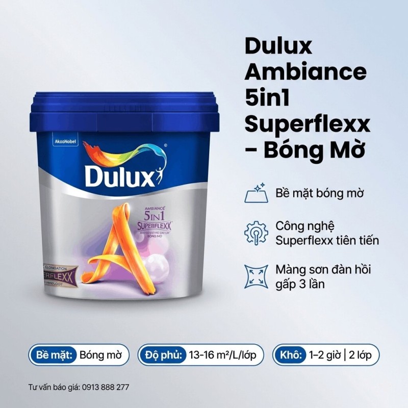 Sơn Dulux Ambiance 5in1 Superflexx Bóng Mờ Z611