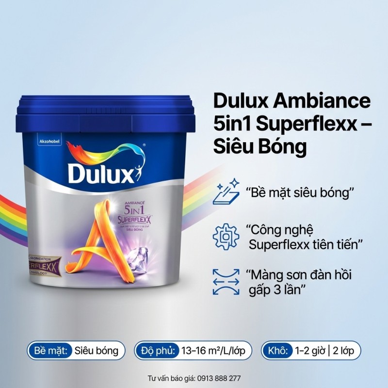 Sơn Dulux Ambiance 5in1 Superflexx Siêu Bóng Z611B