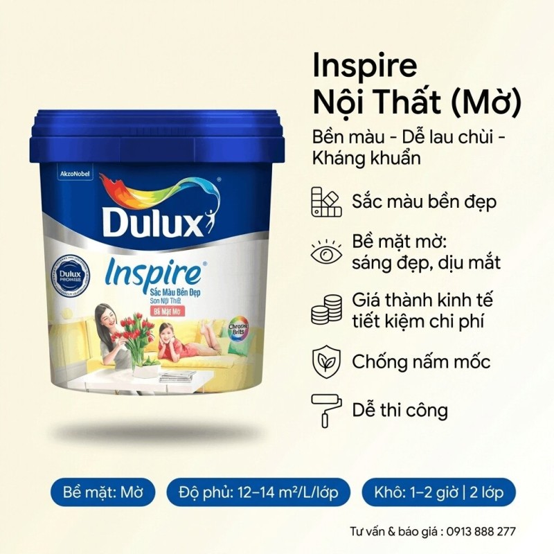 Sơn Dulux Inspire Nội Thất Mờ 39A