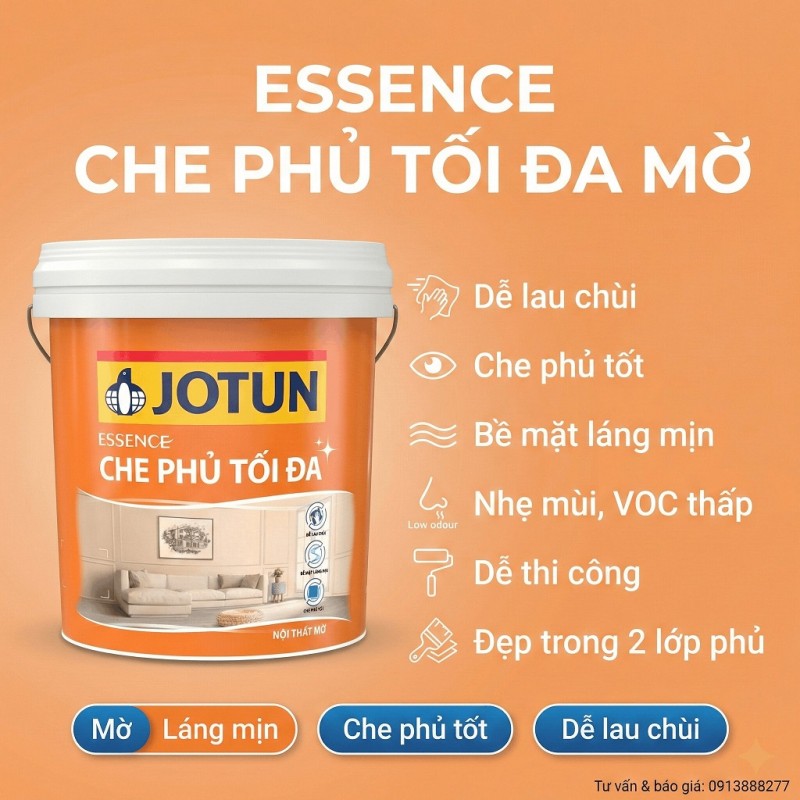 Sơn Jotun Essence Che Phủ Tối Đa Mờ