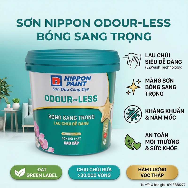 Sơn Nippon Odour-less Bóng Sang Trọng