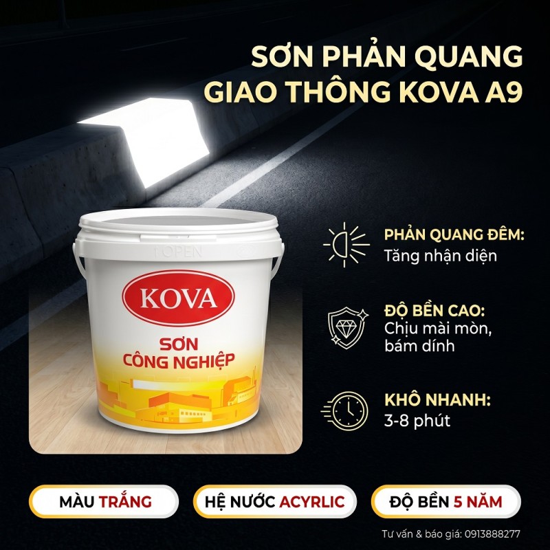 Sơn phản quang giao thông Kova A9 màu vàng thumb