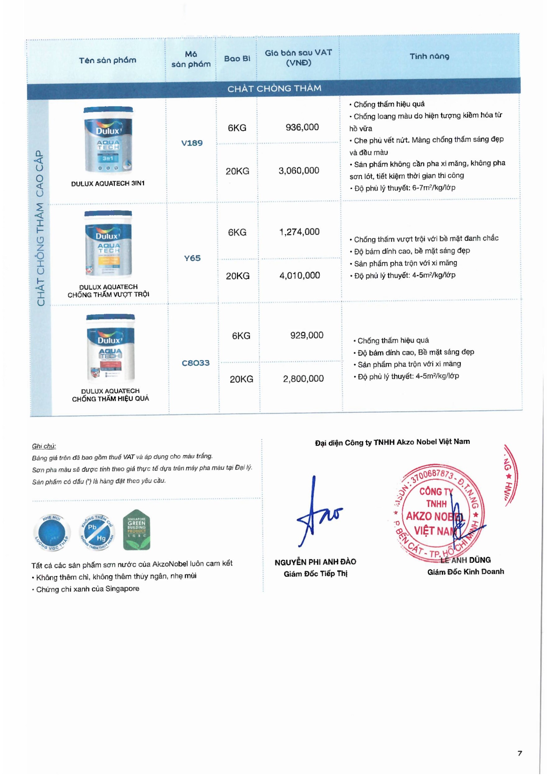 Giá sơn Dulux Aquatech 3in1