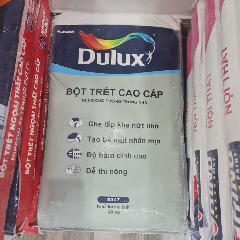 Bột trét tường nội thất Dulux 40kg tạo bề mặt láng mịn bám dính cao dễ thi công B347