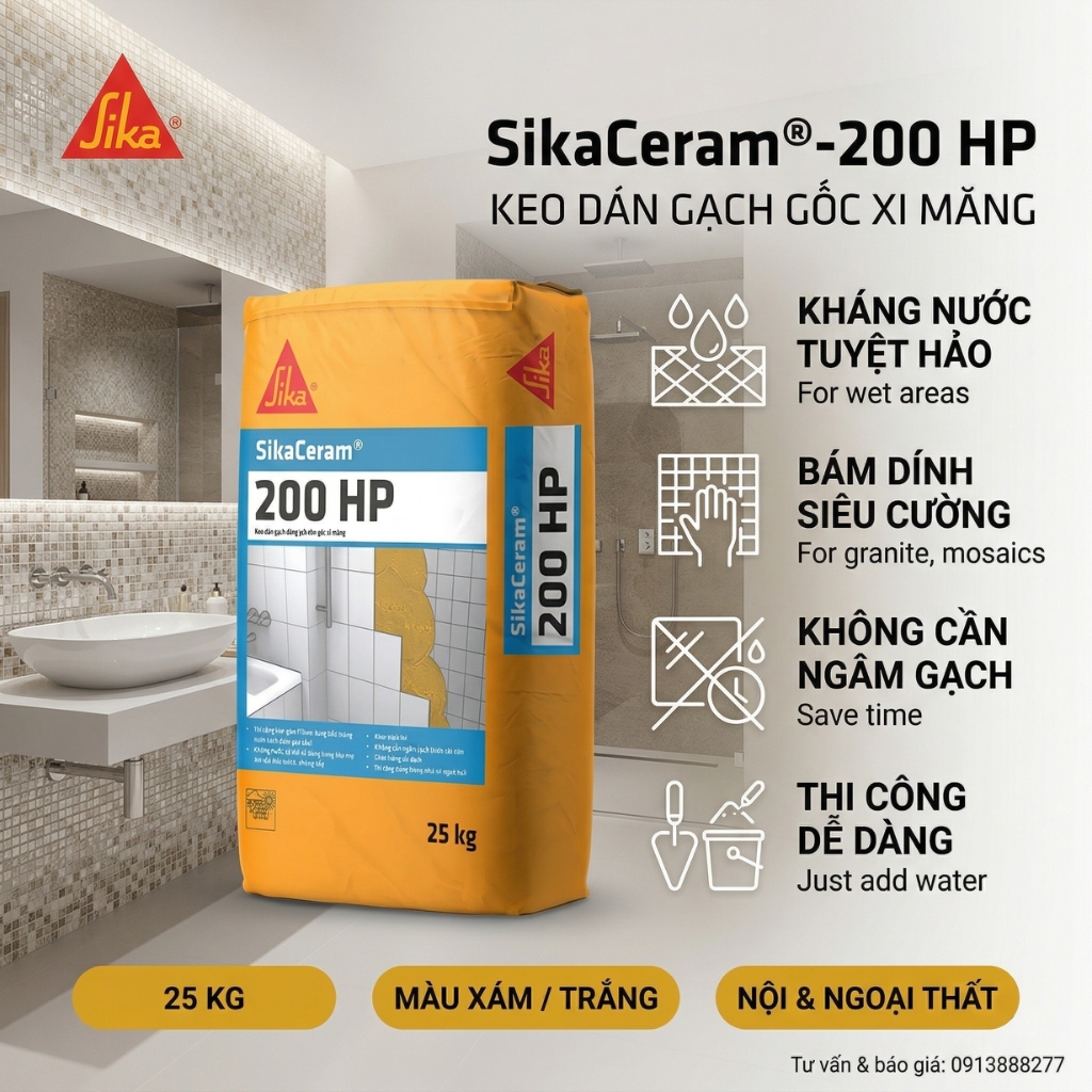 keo dán gạch ngoại thất SikaCeram 200 HP-25 Kg
