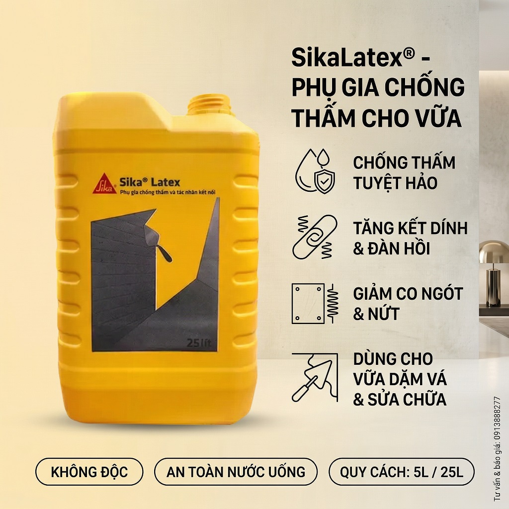 Phụ gia chống thấm và kết nối bê tông Sika Latex