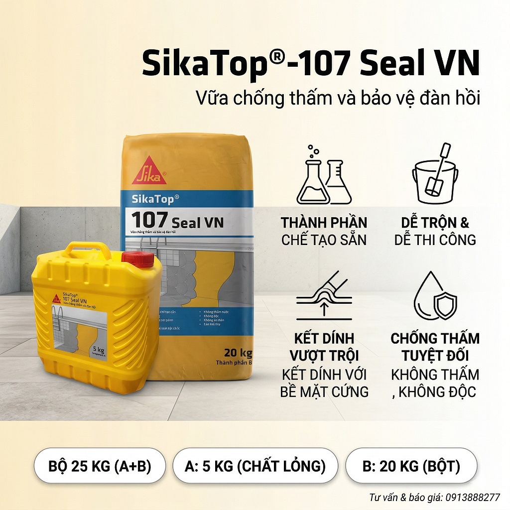 Vữa chống thấm và bảo vệ đàn hồi Sika Seal 107