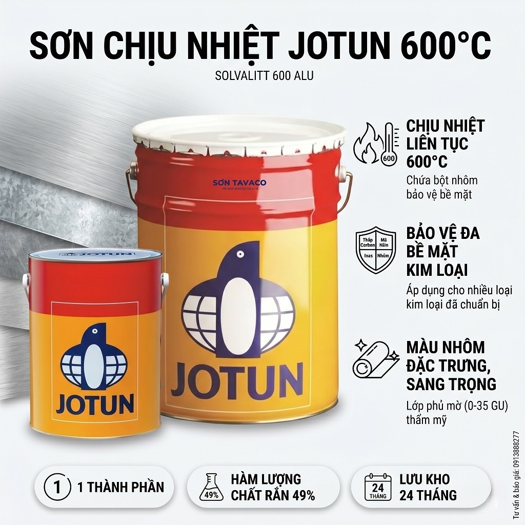 Jotun Solvalitt 600 Alu - Sơn chịu nhiệt 600°C