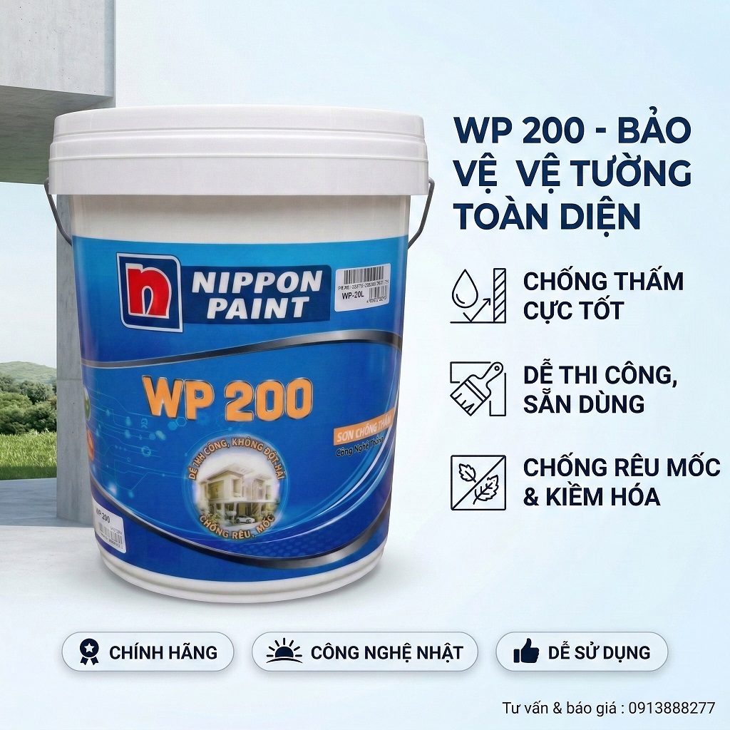 Sơn chống thấm Nippon WP 200 hai trong một không cần sơn lót đàn hồi cao