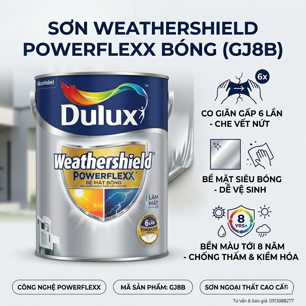 Sơn Dulux Weathershield Powerflexx Bóng GJ8B