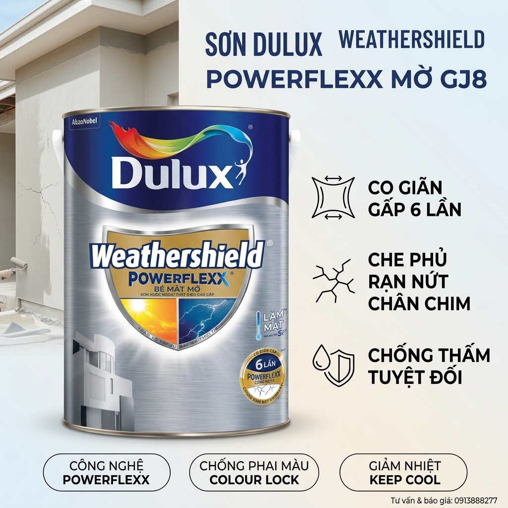 Sơn Dulux Weathershield Powerflexx Mờ GJ8: Cơ Chế Co Giãn 6 Lần Có Thực Sự Chống Được Rạn Nứt