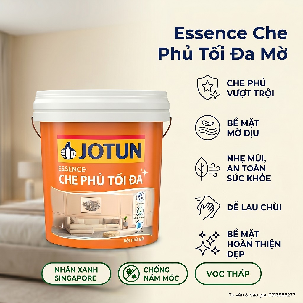 Sơn Jotun Essence Che Phủ Tối Đa Mờ