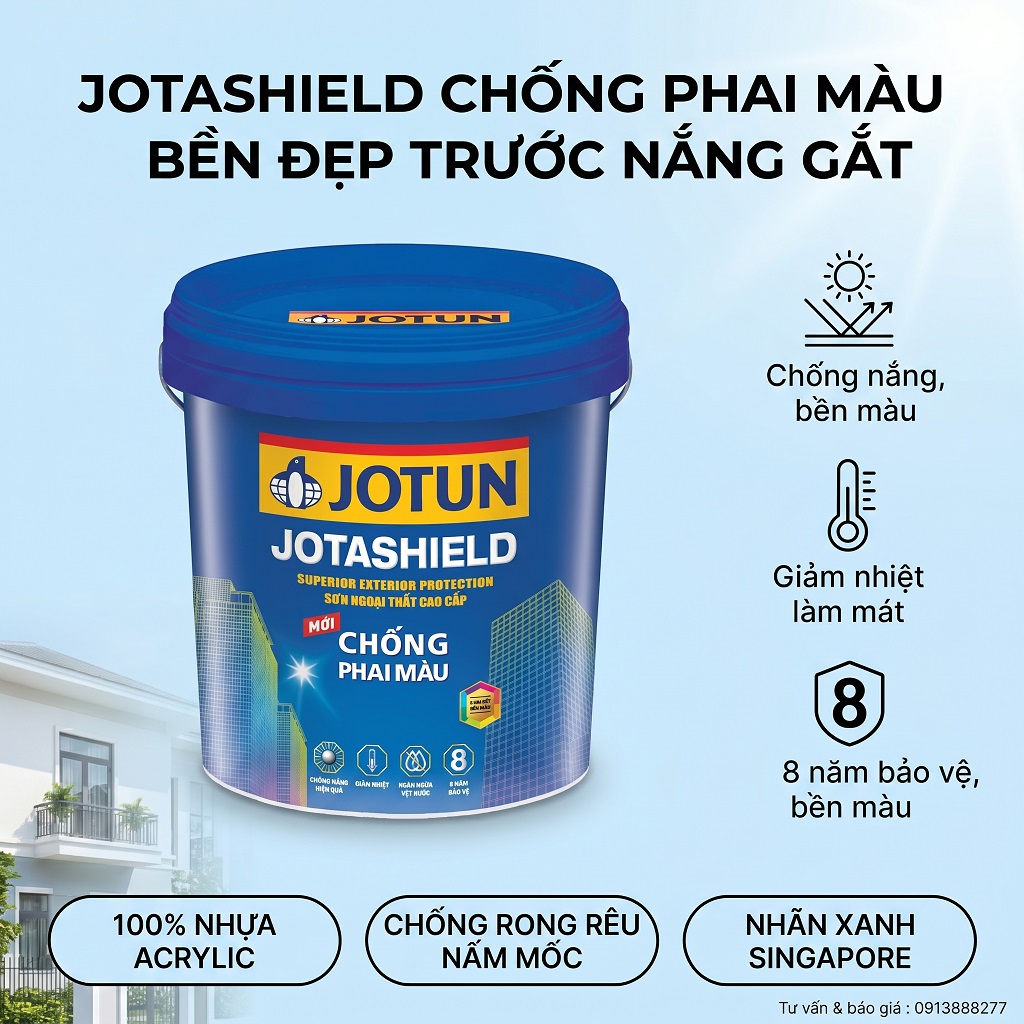 Sơn Jotun Jotashield Chống Phai Màu - Giữ Màu Rực Rỡ 8 Năm Dưới Nắng Mưa