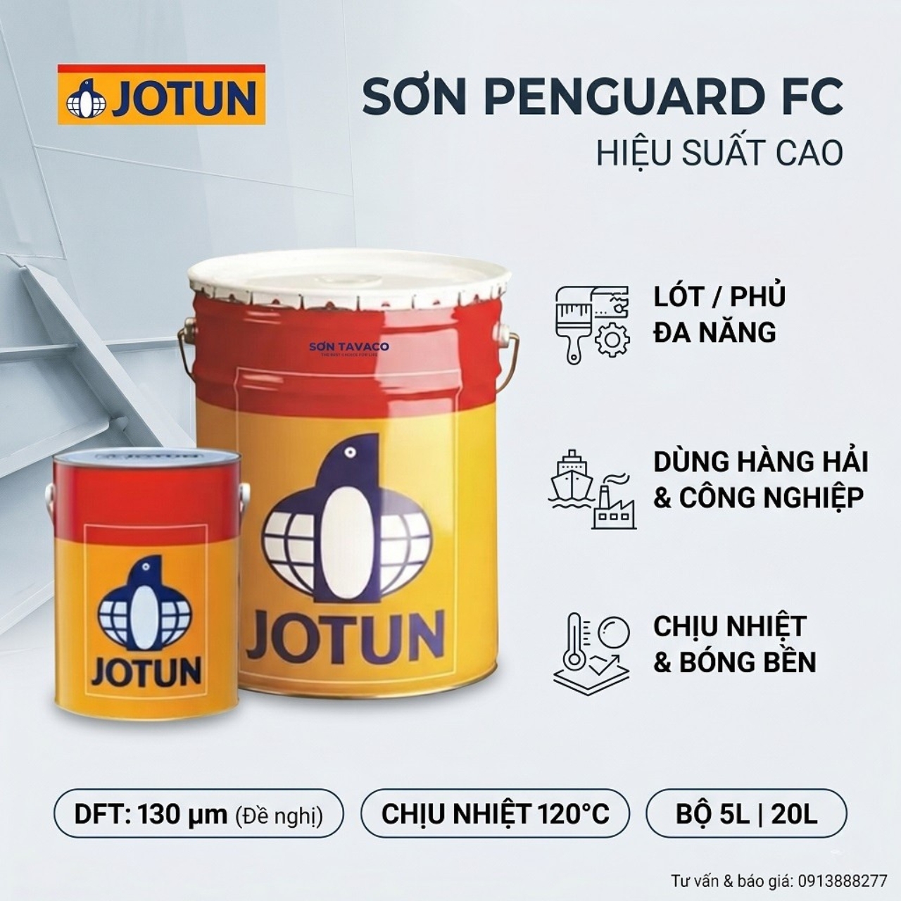Jotun Penguard FC – Sơn Phủ Epoxy Bóng Vừa Cho Kết Cấu Thép Công Nghiệp