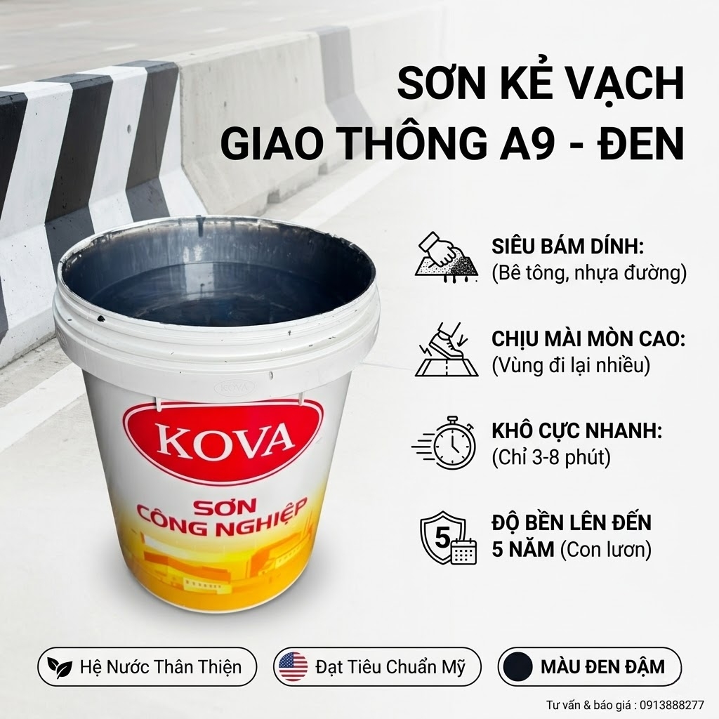 Sơn Kẻ Vạch Giao Thông KOVA A9 Màu Vàng