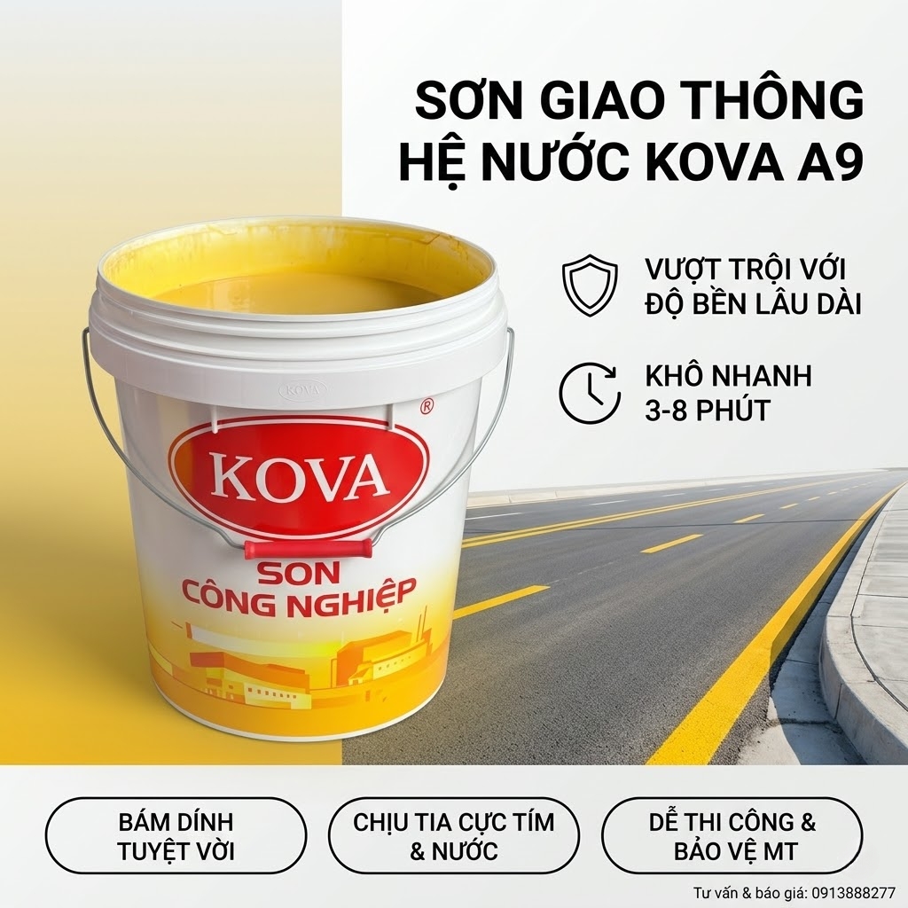 Sơn Kẻ Vạch Giao Thông KOVA A9 Màu Vàng