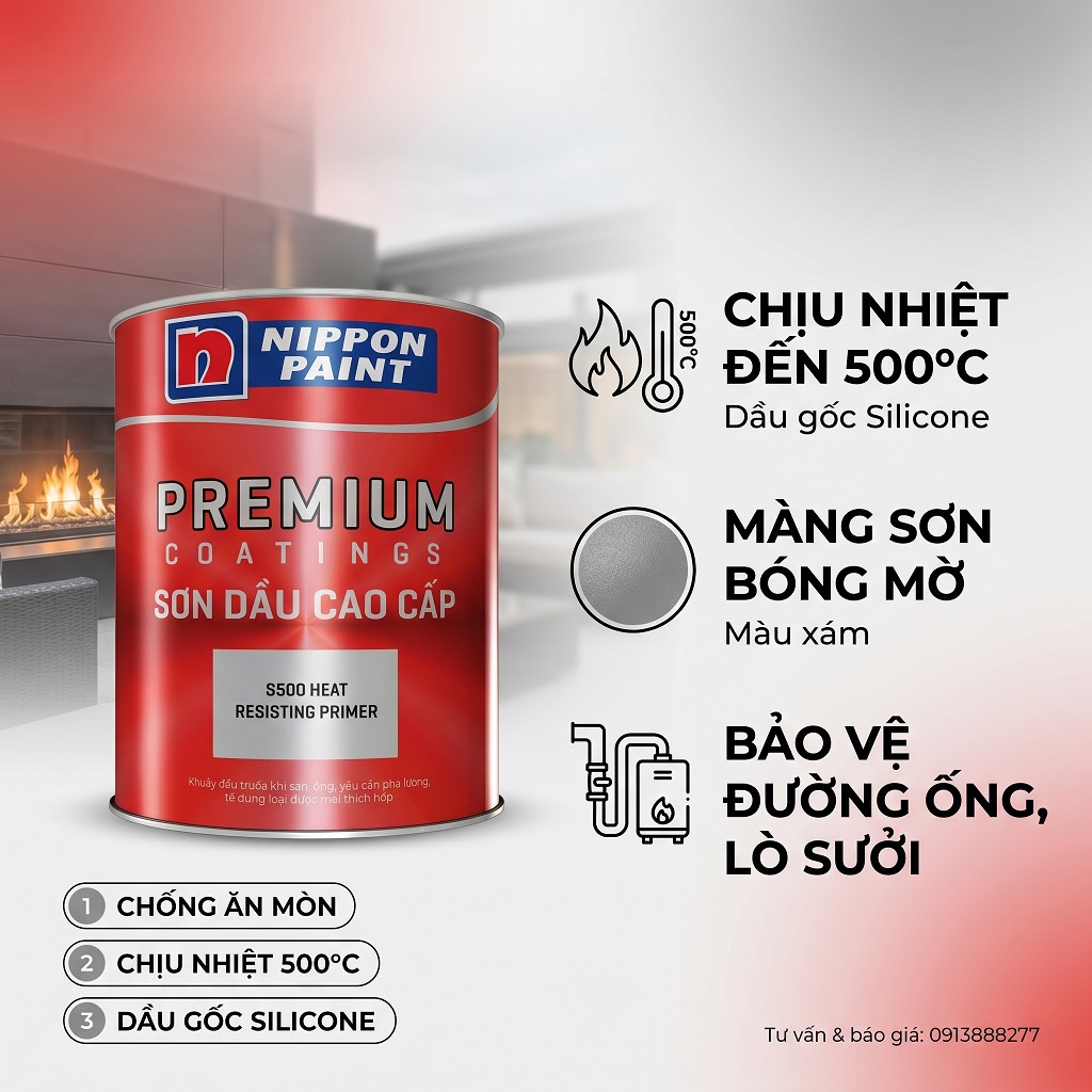 Sơn Lót Chịu Nhiệt 500oC - NIPPON S500 Heat Resisting Primer
