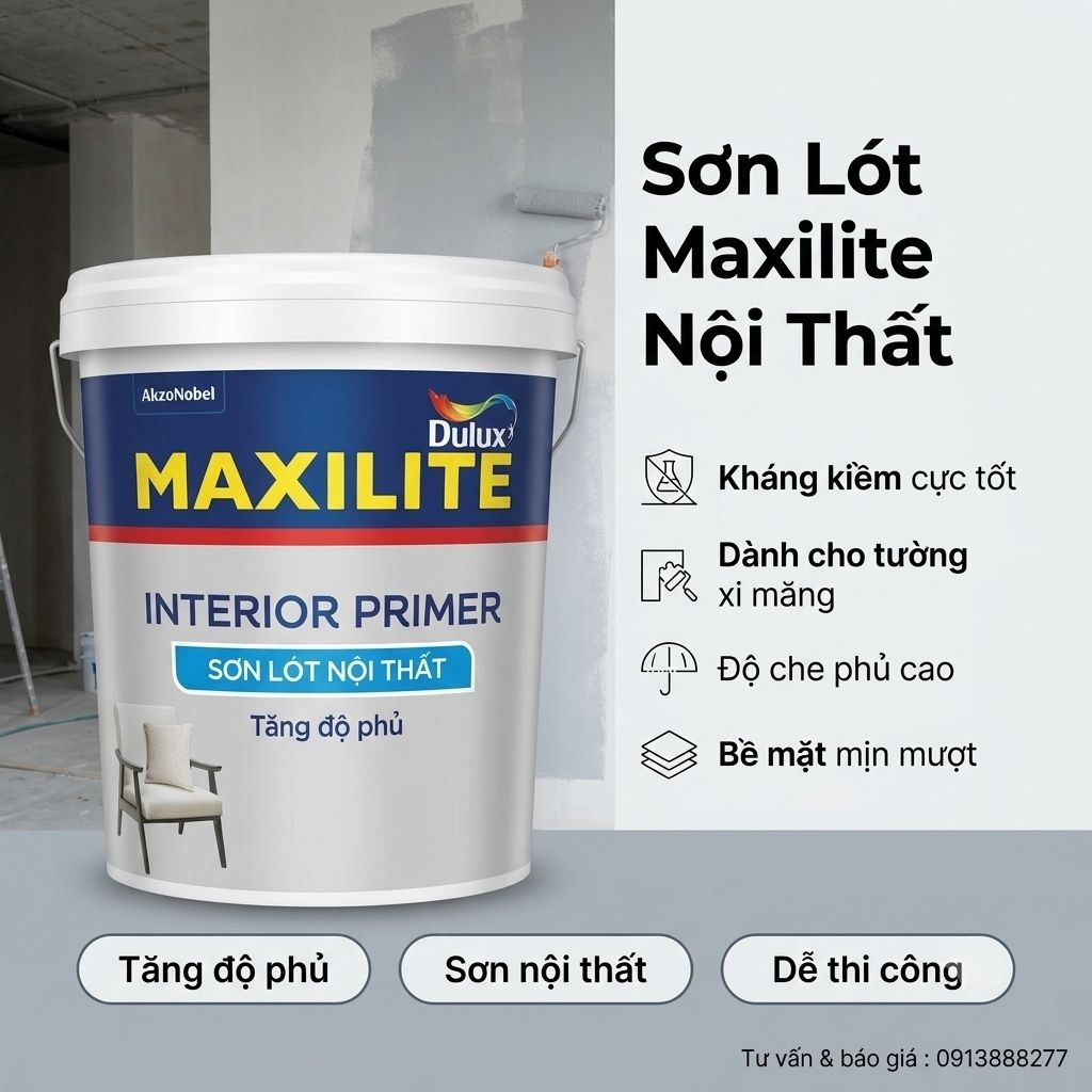 Sơn lót Maxilite trong nhà Me4 là sơn lót chống kiềm nội thất