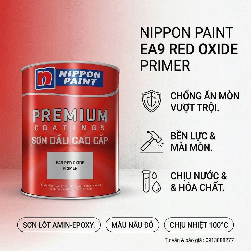 Sơn Lót Nippon EA9 Red Oxide Primer - Lót Epoxy Đỏ