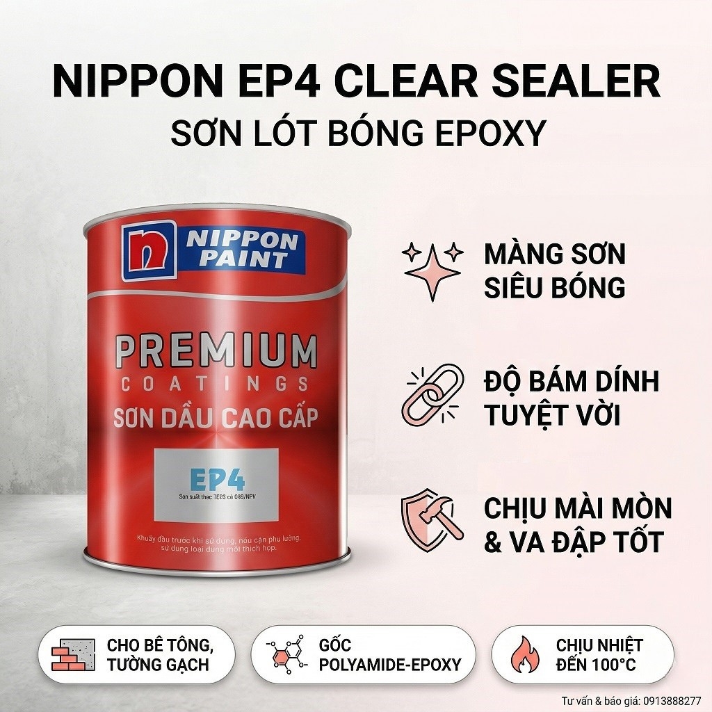 Sơn Lót Nippon EP4 Clear Sealer - Lót Epoxy Trong Suốt