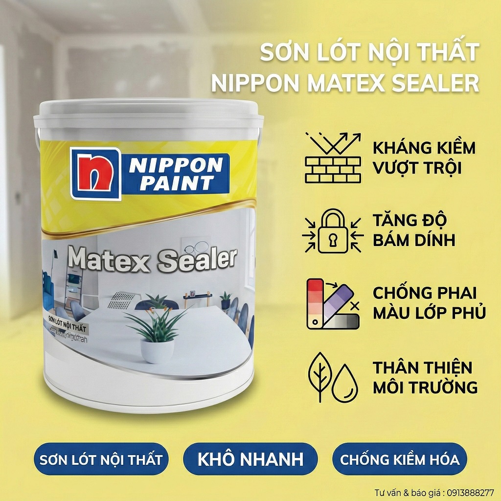 Sơn lót nội thất Nippon Matex Sealer chống kiềm bám dính tốt dễ thi công