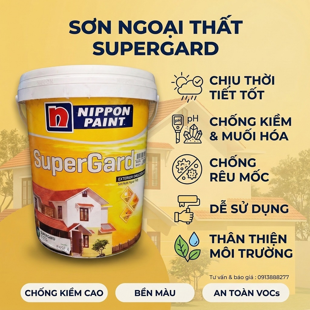 Sơn ngoại thất Nippon SuperGard chống UV chịu thời tiết tốt bền màu